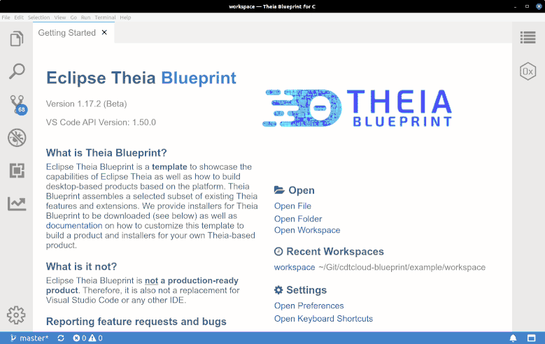 CDT Cloud Blueprint - a template for a web-based C/C++ tool